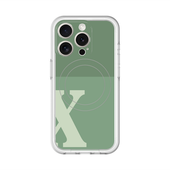 スリムプロテクションプレミアムケース with MagSafe［ オリジナル - initial two tone - X green ］