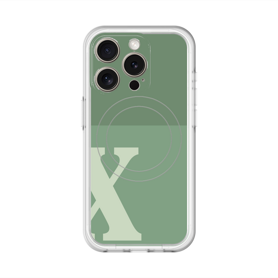 スリムプロテクションプレミアムケース with MagSafe［ オリジナル - initial two tone - X green ］