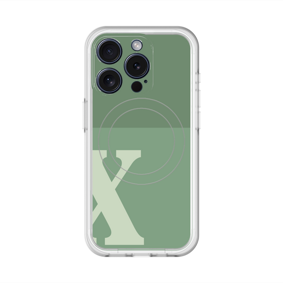 スリムプロテクションプレミアムケース with MagSafe［ オリジナル - initial two tone - X green ］