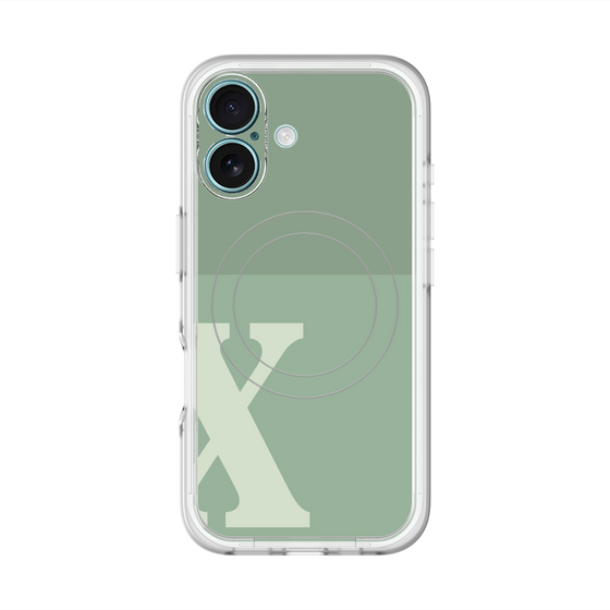 スリムプロテクションプレミアムケース with MagSafe［ オリジナル - initial two tone - X green ］