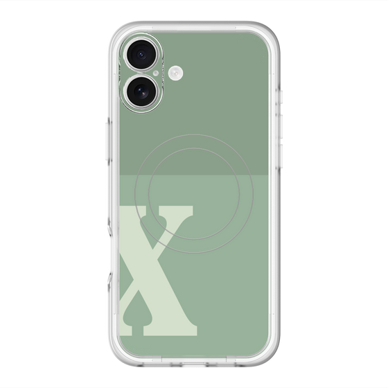 スリムプロテクションプレミアムケース with MagSafe［ オリジナル - initial two tone - X green ］