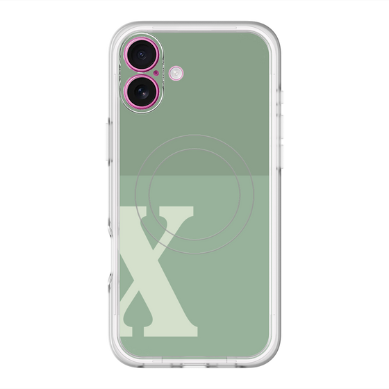 スリムプロテクションプレミアムケース with MagSafe［ オリジナル - initial two tone - X green ］