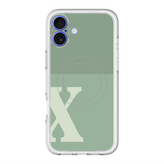 スリムプロテクションプレミアムケース with MagSafe［ オリジナル - initial two tone - X green ］
