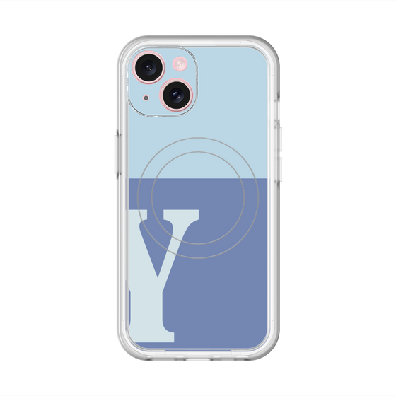 スリムプロテクションプレミアムケース with MagSafe［ オリジナル - initial two tone - Y blue ］