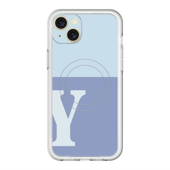 スリムプロテクションプレミアムケース with MagSafe［ オリジナル - initial two tone - Y blue ］