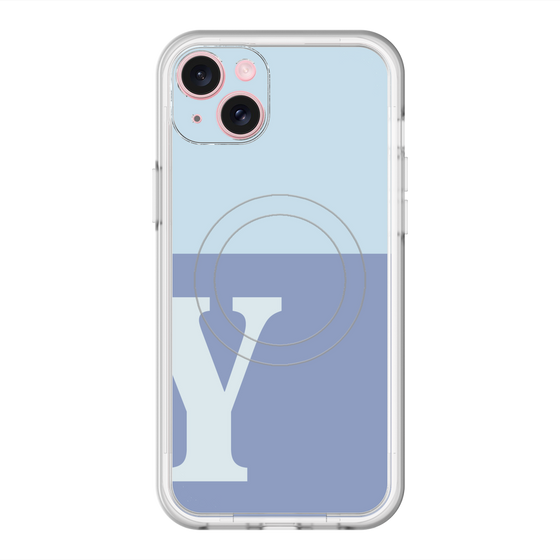 スリムプロテクションプレミアムケース with MagSafe［ オリジナル - initial two tone - Y blue ］