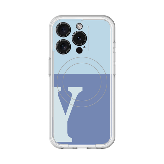 スリムプロテクションプレミアムケース with MagSafe［ オリジナル - initial two tone - Y blue ］