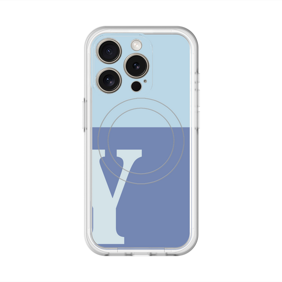 スリムプロテクションプレミアムケース with MagSafe［ オリジナル - initial two tone - Y blue ］