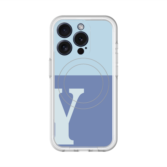 スリムプロテクションプレミアムケース with MagSafe［ オリジナル - initial two tone - Y blue ］