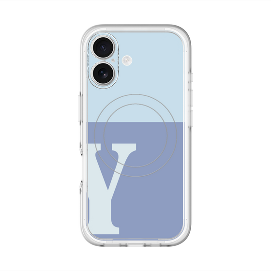 スリムプロテクションプレミアムケース with MagSafe［ オリジナル - initial two tone - Y blue ］