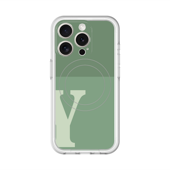 スリムプロテクションプレミアムケース with MagSafe［ オリジナル - initial two tone - Y green ］