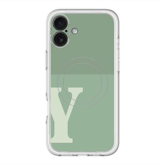 スリムプロテクションプレミアムケース with MagSafe［ オリジナル - initial two tone - Y green ］