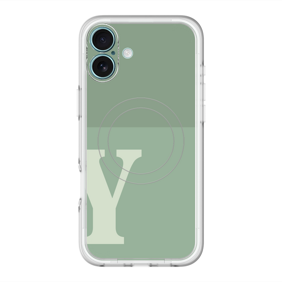 スリムプロテクションプレミアムケース with MagSafe［ オリジナル - initial two tone - Y green ］