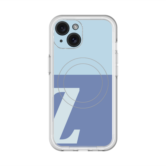 スリムプロテクションプレミアムケース with MagSafe［ オリジナル - initial two tone - Z blue ］