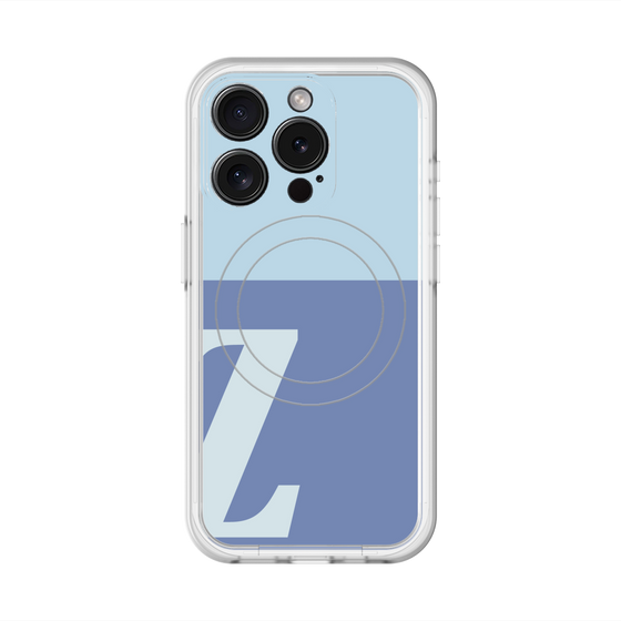 スリムプロテクションプレミアムケース with MagSafe［ オリジナル - initial two tone - Z blue ］