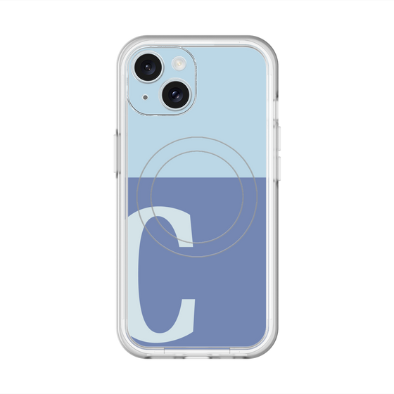 スリムプロテクションプレミアムケース with MagSafe［ オリジナル - initial two tone - C blue ］
