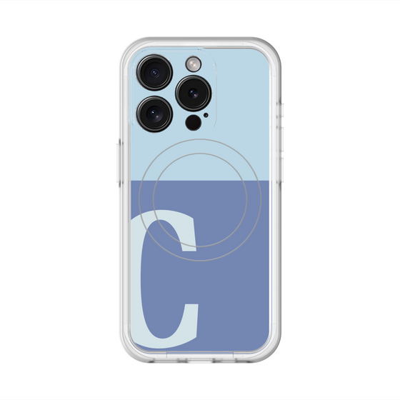 スリムプロテクションプレミアムケース with MagSafe［ オリジナル - initial two tone - C blue ］