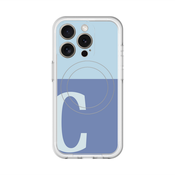 スリムプロテクションプレミアムケース with MagSafe［ オリジナル - initial two tone - C blue ］