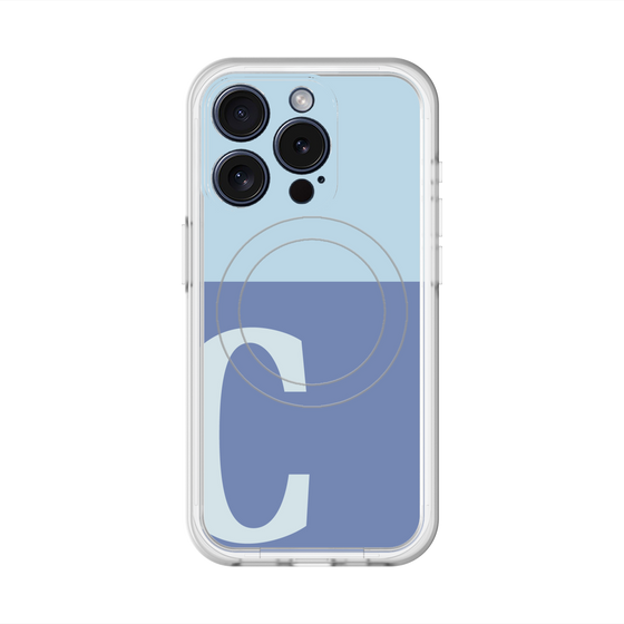 スリムプロテクションプレミアムケース with MagSafe［ オリジナル - initial two tone - C blue ］