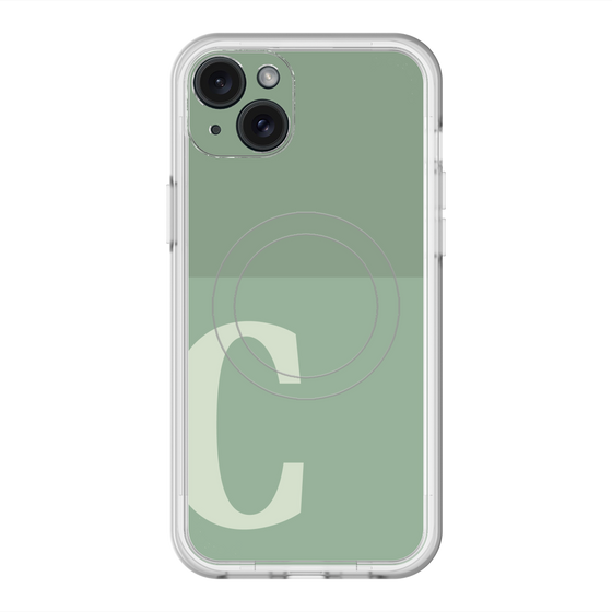 スリムプロテクションプレミアムケース with MagSafe［ オリジナル - initial two tone - C green ］