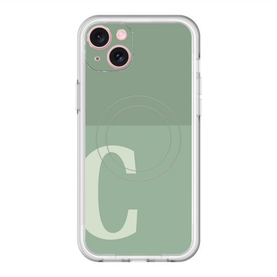 スリムプロテクションプレミアムケース with MagSafe［ オリジナル - initial two tone - C green ］