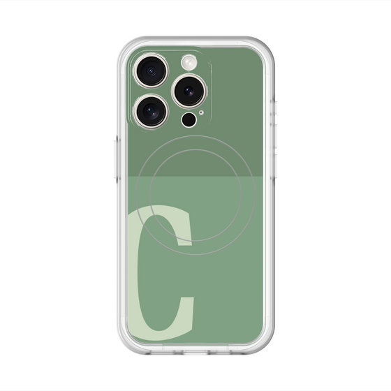 スリムプロテクションプレミアムケース with MagSafe［ オリジナル - initial two tone - C green ］