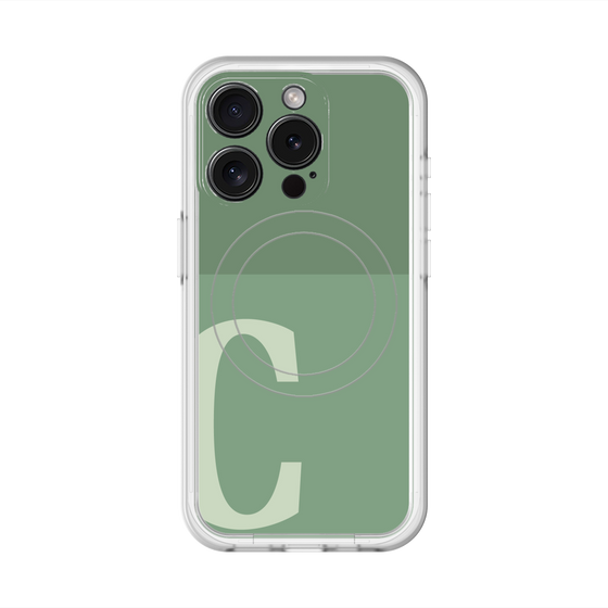 スリムプロテクションプレミアムケース with MagSafe［ オリジナル - initial two tone - C green ］