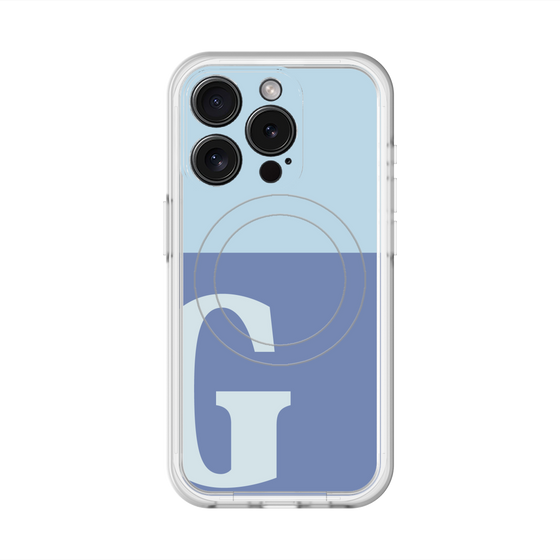 スリムプロテクションプレミアムケース with MagSafe［ オリジナル - initial two tone - G blue ］