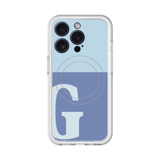 スリムプロテクションプレミアムケース with MagSafe［ オリジナル - initial two tone - G blue ］