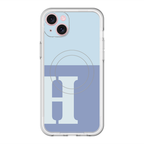 スリムプロテクションプレミアムケース with MagSafe［ オリジナル - initial two tone - H blue ］