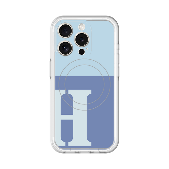 スリムプロテクションプレミアムケース with MagSafe［ オリジナル - initial two tone - H blue ］
