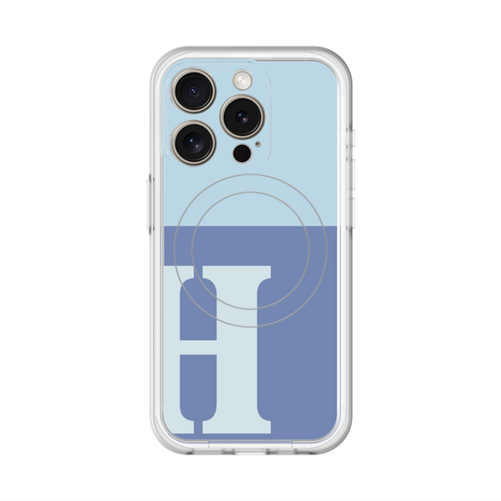 スリムプロテクションプレミアムケース with MagSafe［ オリジナル - initial two tone - H blue ］