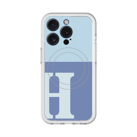 スリムプロテクションプレミアムケース with MagSafe［ オリジナル - initial two tone - H blue ］