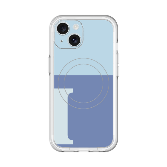 スリムプロテクションプレミアムケース with MagSafe［ オリジナル - initial two tone - I blue ］