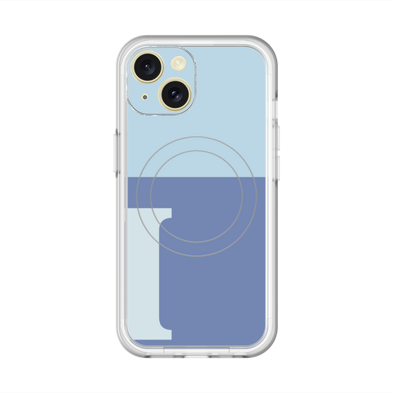 スリムプロテクションプレミアムケース with MagSafe［ オリジナル - initial two tone - I blue ］