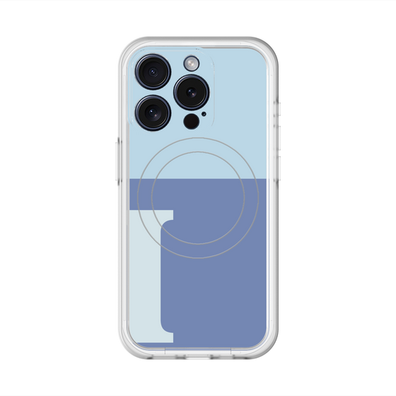 スリムプロテクションプレミアムケース with MagSafe［ オリジナル - initial two tone - I blue ］