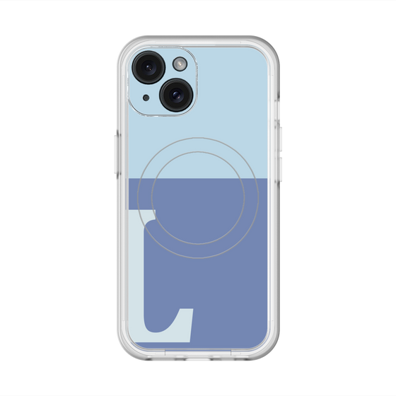 スリムプロテクションプレミアムケース with MagSafe［ オリジナル - initial two tone - L blue ］
