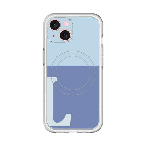 スリムプロテクションプレミアムケース with MagSafe［ オリジナル - initial two tone - L blue ］