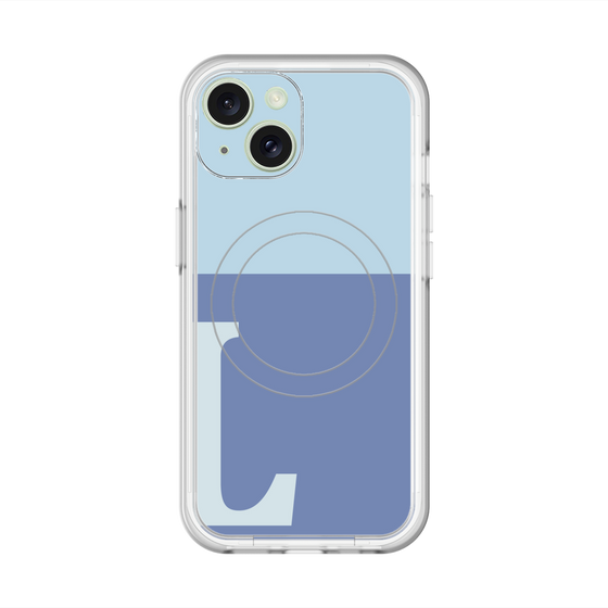 スリムプロテクションプレミアムケース with MagSafe［ オリジナル - initial two tone - L blue ］