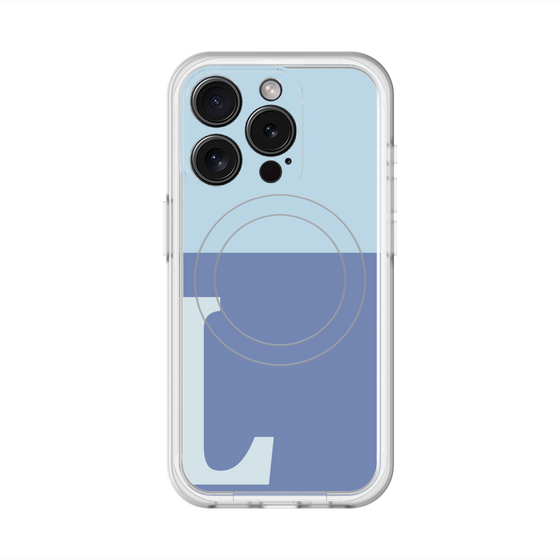 スリムプロテクションプレミアムケース with MagSafe［ オリジナル - initial two tone - L blue ］