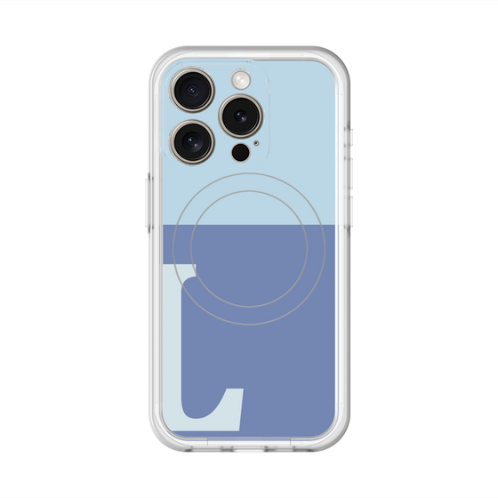 スリムプロテクションプレミアムケース with MagSafe［ オリジナル - initial two tone - L blue ］