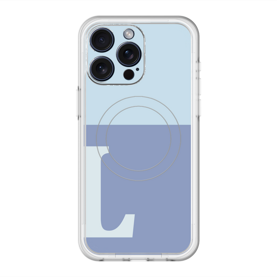 スリムプロテクションプレミアムケース with MagSafe［ オリジナル - initial two tone - L blue ］