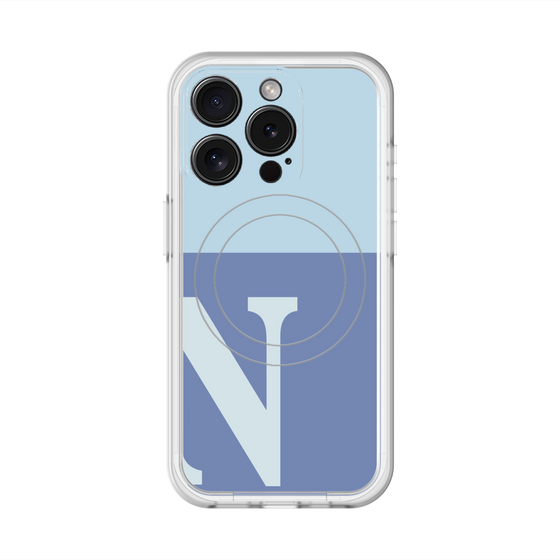 スリムプロテクションプレミアムケース with MagSafe［ オリジナル - initial two tone - N blue ］