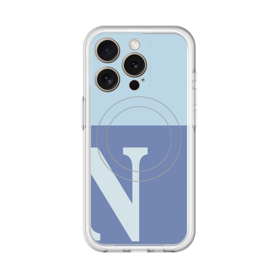 スリムプロテクションプレミアムケース with MagSafe［ オリジナル - initial two tone - N blue ］