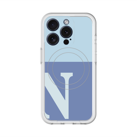 スリムプロテクションプレミアムケース with MagSafe［ オリジナル - initial two tone - N blue ］