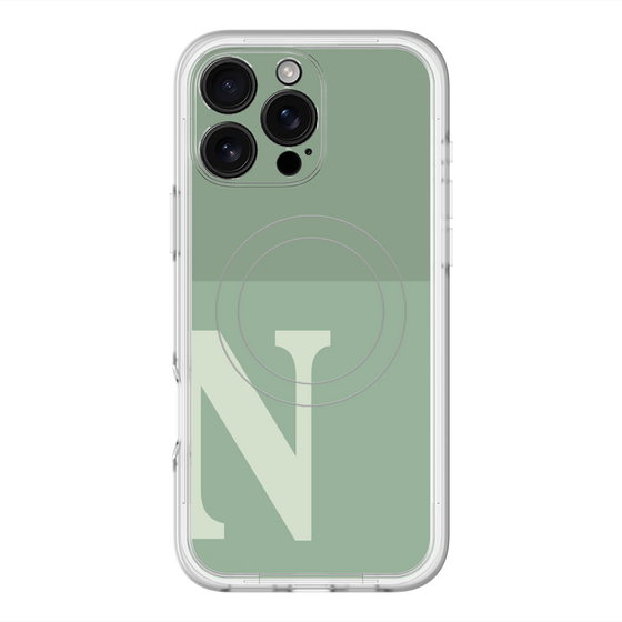 スリムプロテクションプレミアムケース with MagSafe［ オリジナル - initial two tone - N green ］