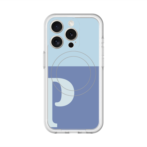 スリムプロテクションプレミアムケース with MagSafe［ オリジナル - initial two tone - P blue ］