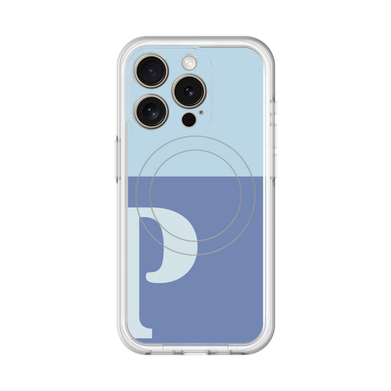 スリムプロテクションプレミアムケース with MagSafe［ オリジナル - initial two tone - P blue ］