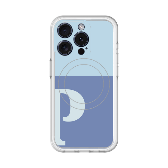 スリムプロテクションプレミアムケース with MagSafe［ オリジナル - initial two tone - P blue ］