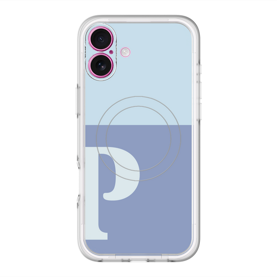 スリムプロテクションプレミアムケース with MagSafe［ オリジナル - initial two tone - P blue ］